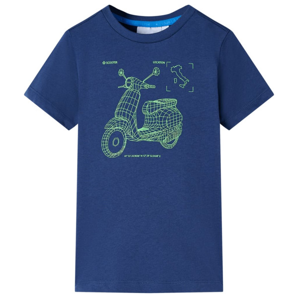 Camiseta de niños estampado de motocicleta azul oscuro 92 D