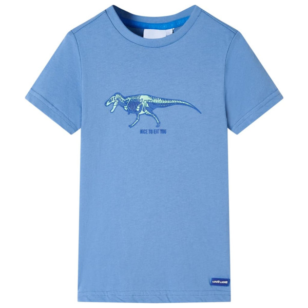 Camiseta para niños con estampado de dinosaurio azul 128 D