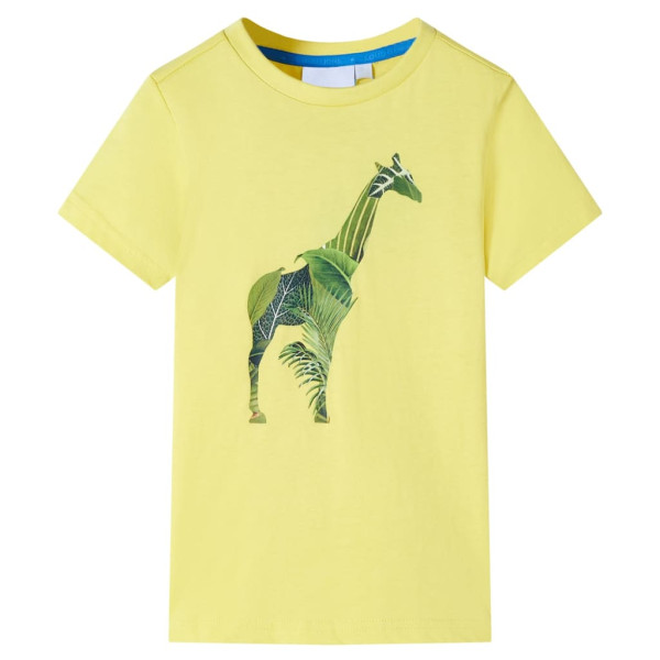 T-shirt para crianças com girafa amarela impressão 128 D