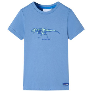 Camiseta para niños con estampado de dinosaurio azul 140 D