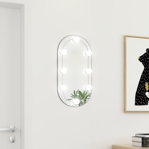 Espelho com luzes LED vidro oval 60x30 cm D