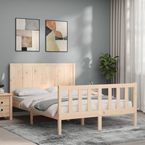 Estructura de cama con cabecero madera maciza 140x190 cm D