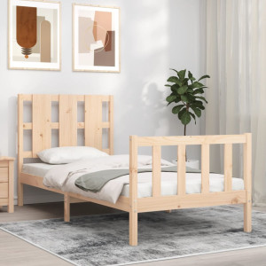 Estructura de cama con cabecero madera maciza 100x200 cm D