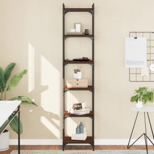 Librería 6 estantes madera ingeniería roble marrón 40x30x188 cm D
