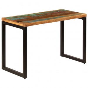 Mesa de jantar de madeira maciça reciclada e aço 115x55x76 cm D