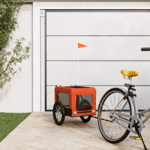 Trailer de bicicleta para animais de estimação em ferro tecido Oxford laranja preto D