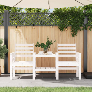 Banco de jardín con mesa 2 plazas madera maciza de pino blanco D