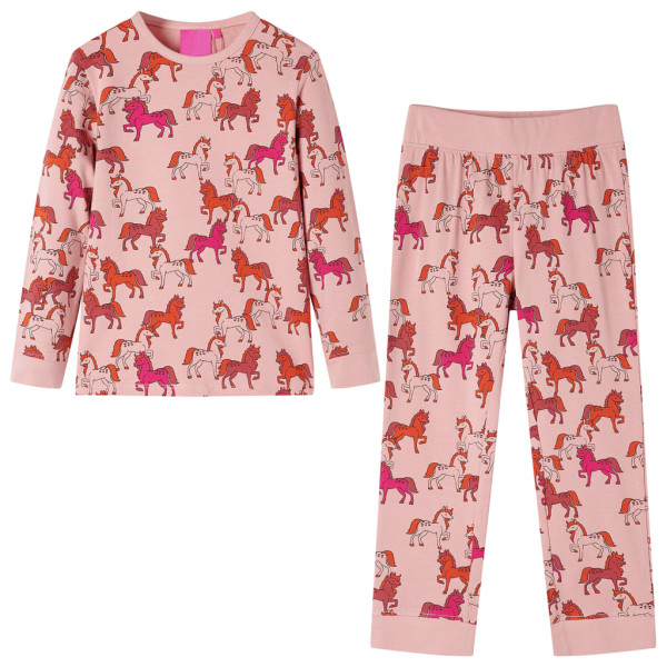 Pijama para niños de manga larga con estampado caballos rosa claro 128 D