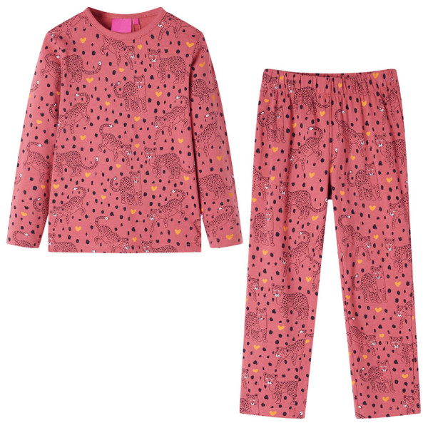 Pajamas de crianças mangas compridas impressão rosa velha 104 D