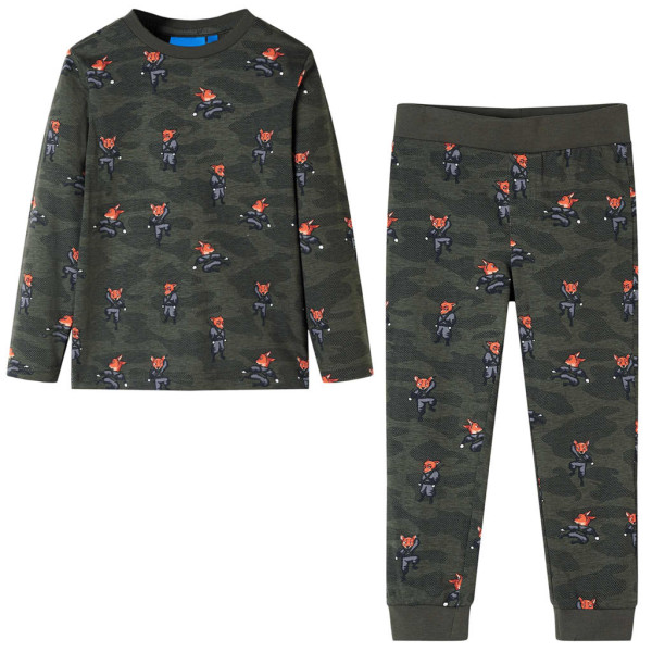 Pijama para niños de manga larga con estampado ninjas zorros caqui 116 D