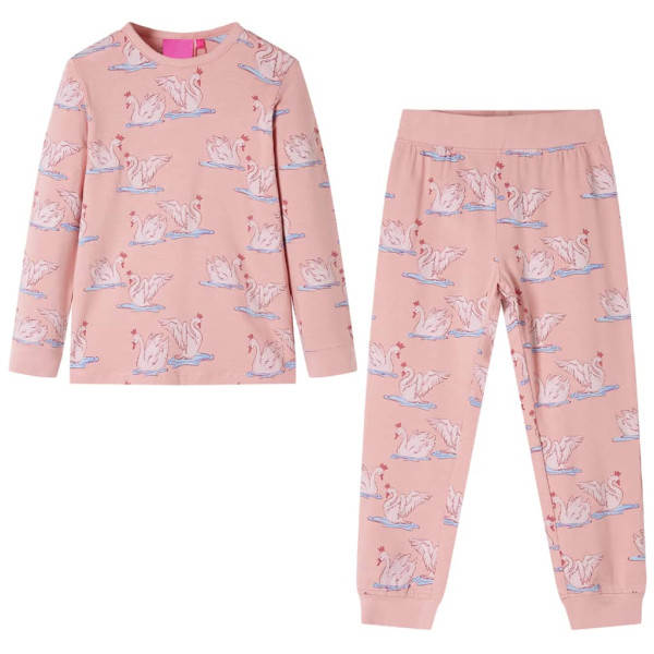 Pijama para crianças de longa duração com padrão de cisne rosa claro 128 D