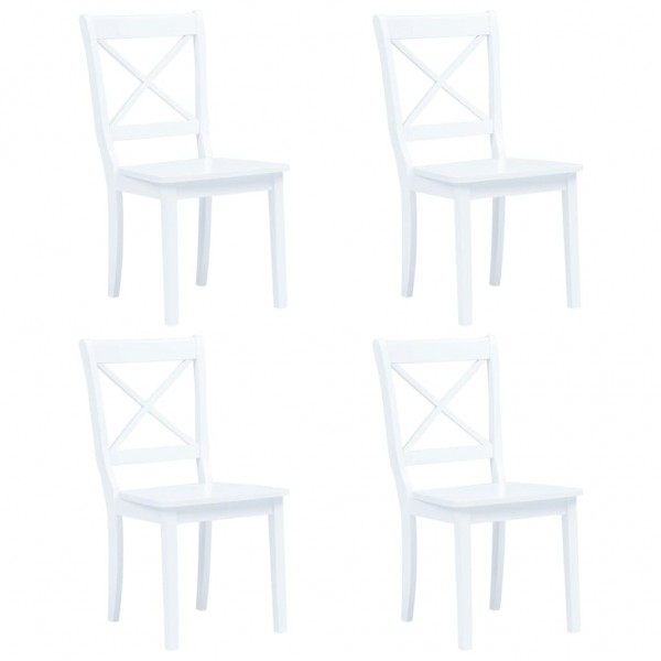 Cadeiras de jantar 4 unidades madeira maciça de borracha branca D