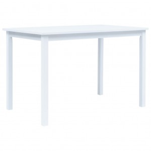Mesa de comedor de madera maciza de caucho blanco 114x71x75 cm D
