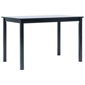 Mesa de comedor de madera maciza de caucho negro 114x71x75 cm D