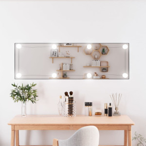 Espelho de parede retangular com luzes LED vidro 30x100 cm D