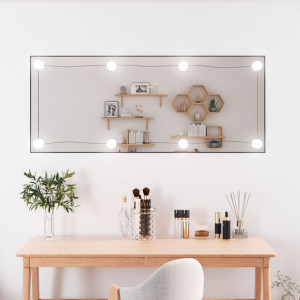 Espelho de parede retangular com luzes LED vidro 40x100 cm D