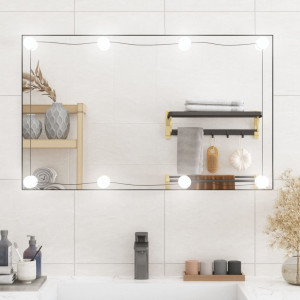 Espejo de pared rectangular con luces LED vidrio 50x80 cm D