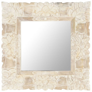 Espejo de madera maciza de mango blanco 50x50 cm D