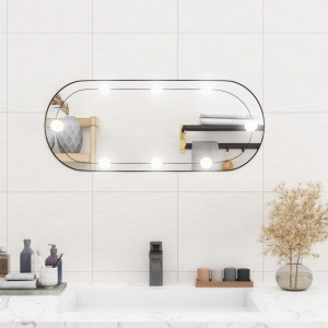 Espejo de pared ovalado con luces LED vidrio 30x70 cm D