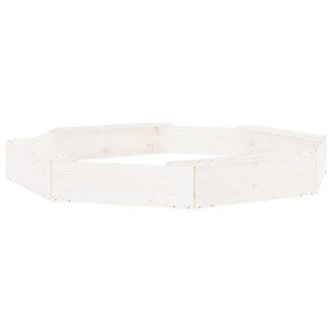 Caixa de areia octogonal com assentos pinho maciço branco H