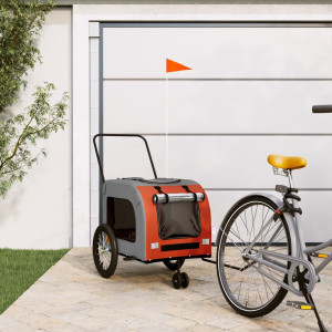Trailer de bicicleta para animais de estimação em ferro tecido Oxford laranja cinza D