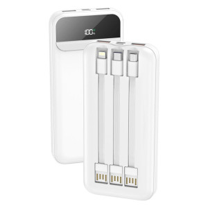 Batería Externa Universal Power Bank 10.000 mAh Carga Rápida 22.5W (3 cables) Blanco D