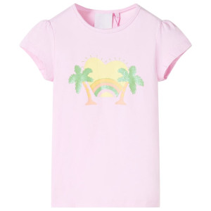 T-shirt infantil rosa brilhante 128 D