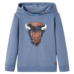 Sudadera para niños con capucha azul melange 128 D