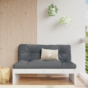Sofá central de jardín madera maciza de pino blanco 120x80 cm D