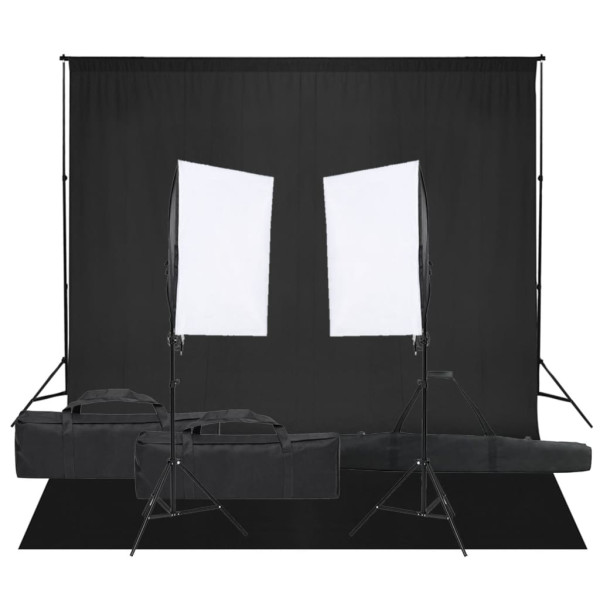 Kit de estúdio fotográfico com conjunto de iluminação e fundo D