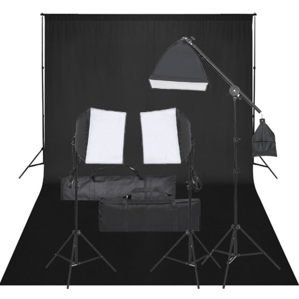 Kit de estúdio fotográfico com conjunto de iluminação e fundo D