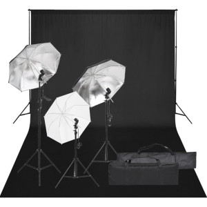 Kit de estúdio fotográfico com conjunto de iluminação e fundo D