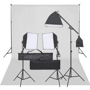 Kit de estúdio fotográfico com conjunto de iluminação e fundo D