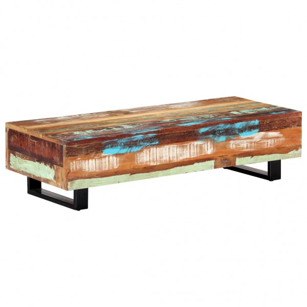 Mesa de centro madera maciza reciclada y acero 120x50x30 cm D