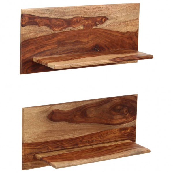 2 estantes de parede de madeira maciça de sheesham D