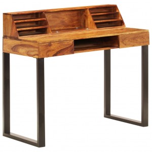 Mesa de madeira maciça de sheesham e aço 110x50x94 cm D