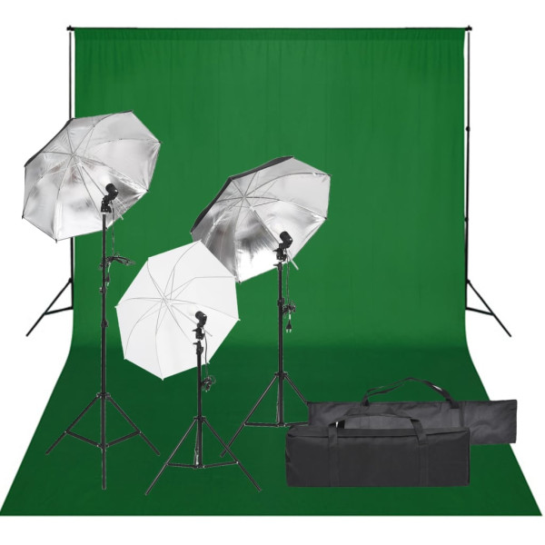 Kit de estúdio fotográfico com conjunto de iluminação e fundo D