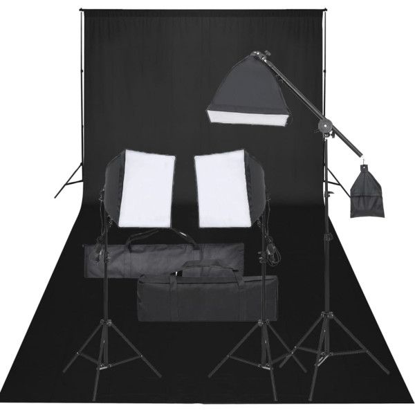 Kit de estúdio fotográfico com conjunto de iluminação e fundo D