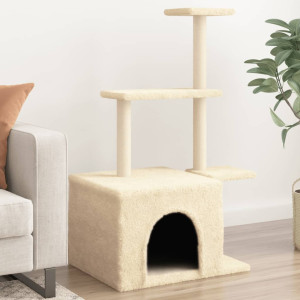 Raspador para gatos com postes de sisal creme 110 cm D