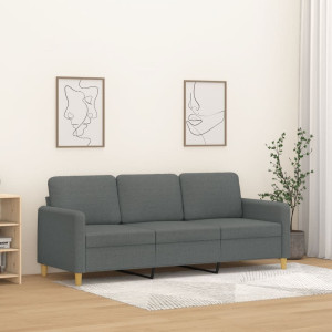 Sofá de 3 plazas de tela gris oscuro 180 cm D