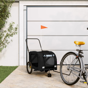 Remolque de bicicleta animais de estimação tecido preto Oxford ferro D