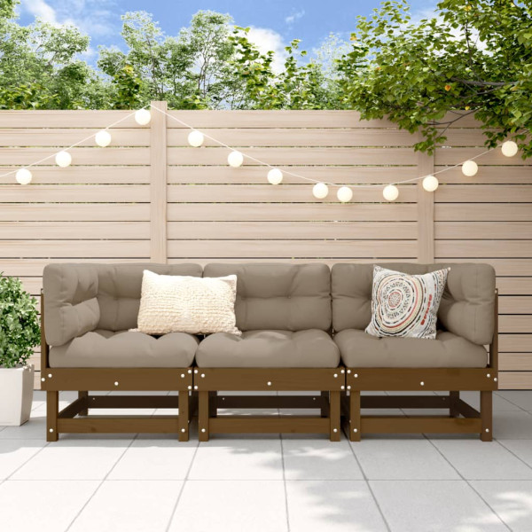 Furniture jardim 3 pzas madeira maciça pinho marrom mel D