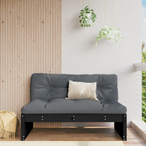 Sofá central de jardín madera maciza de pino negro 120x80 cm D
