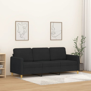 Sofá de 3 plazas de tela negro 180 cm D