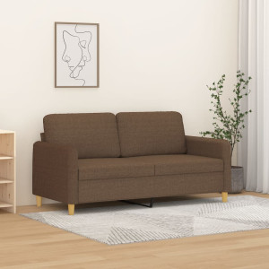 Sofá de 2 plazas de tela marrón 140 cm D