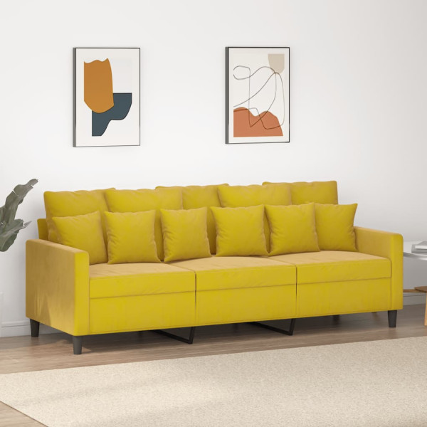 Sofá de 3 plazas terciopelo amarillo 180 cm D