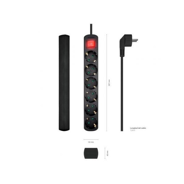 Extensão AISENS 6 tomadas com interruptor A154-0536 preto M 3