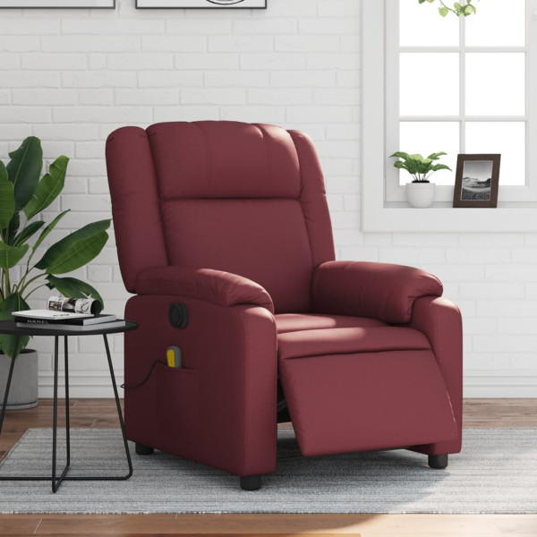 Assento de massagem elétrico reclinável couro sintético vermelho vermelho D