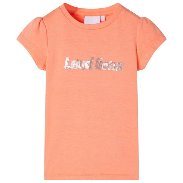 Camiseta de niños de manga casquillo naranja neón 104 D