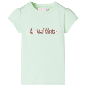 Camiseta para niños de manga casquillo verde suave 116 D